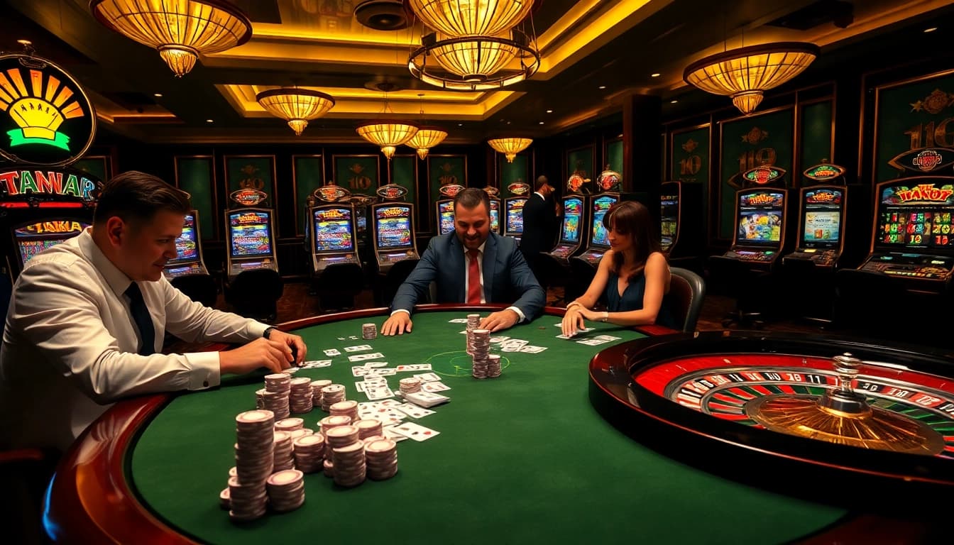 Jouez à un poker captivant dans un lieu luxueux, incarnant l'essence du casino en ligne français 2026.