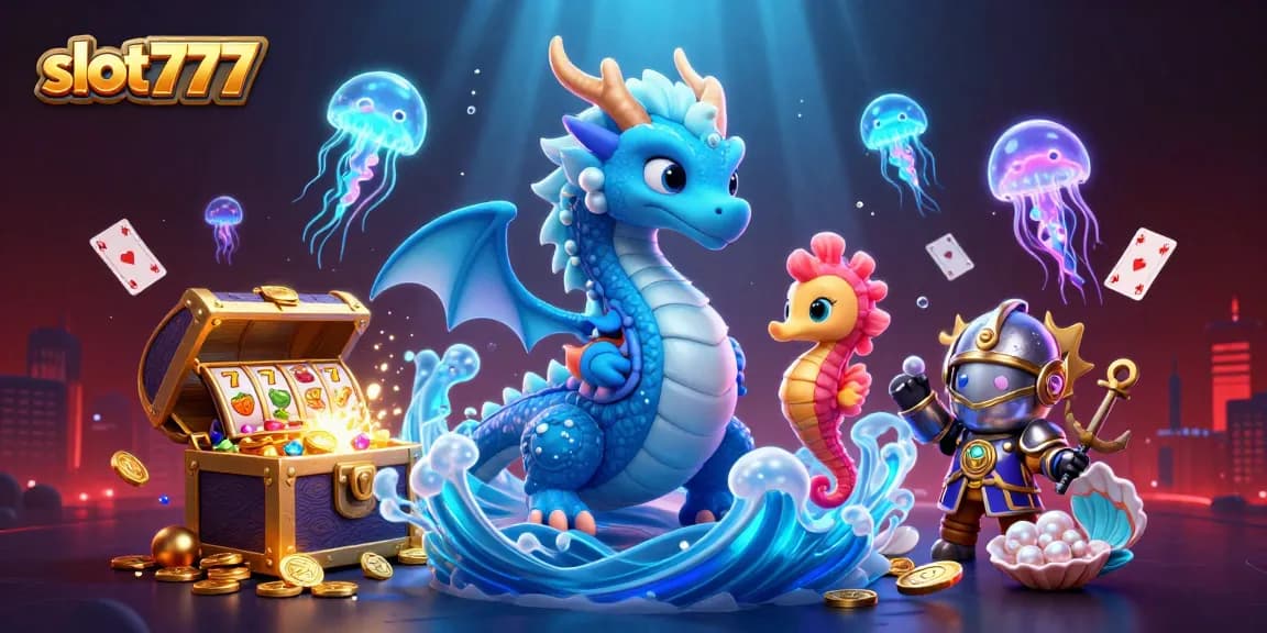 Engage in thrilling gameplay at slot777 with vibrant slot reels, revealing winning symbols amidst an enchanting underwater world.