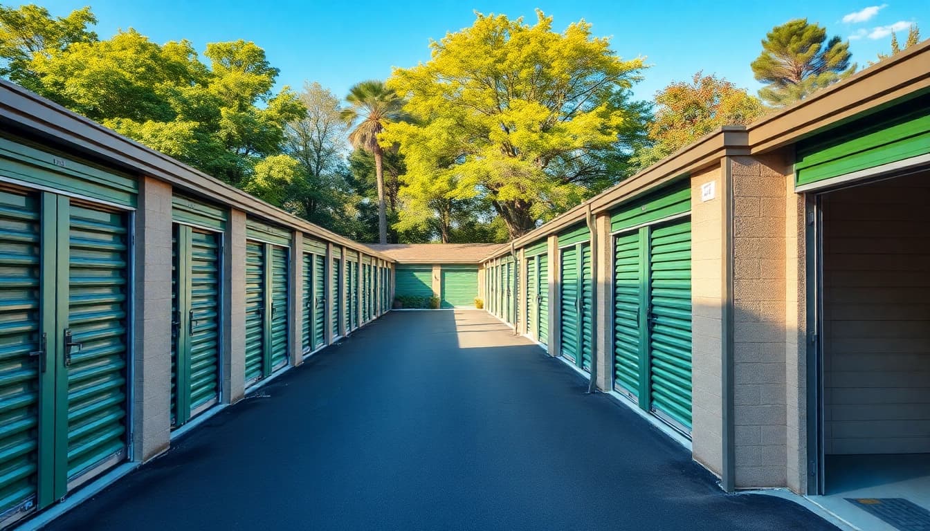 Explore self storage units in a well-organized facility showcasing their diversity and accessibility.
