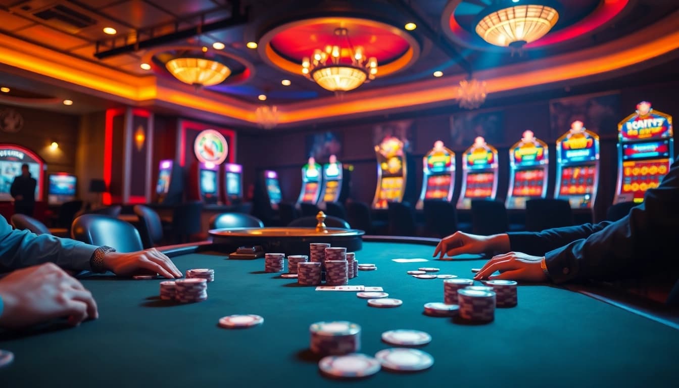 Experience U88 gaming excitement at a luxurious casino table with chips and cards.