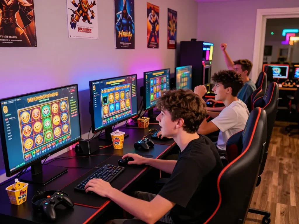 Engaging gaming scene showcasing link gacor excitement and vibrant atmosphere during a slot game session.