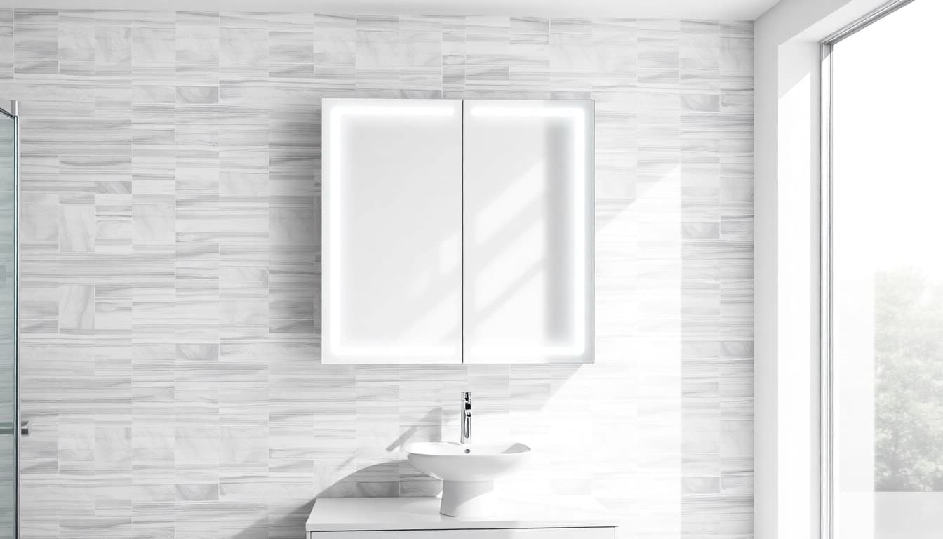 Illuminate your space with an elegant led bathroom mirror Cabinet featuring modern design.