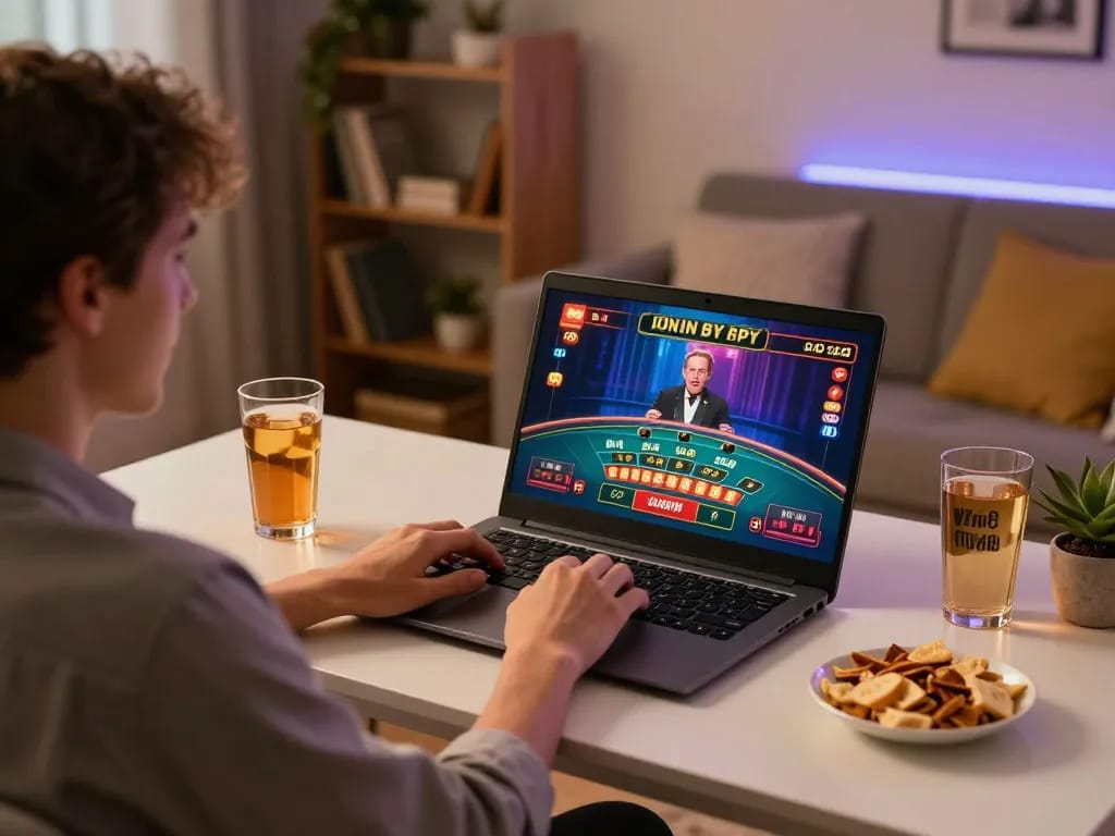 Engaging in online casinos in Canada reddit, a player enjoys a live dealer game at home.