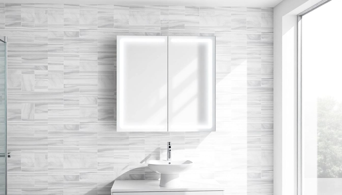 Illuminate your space with an elegant led bathroom mirror Cabinet featuring modern design.