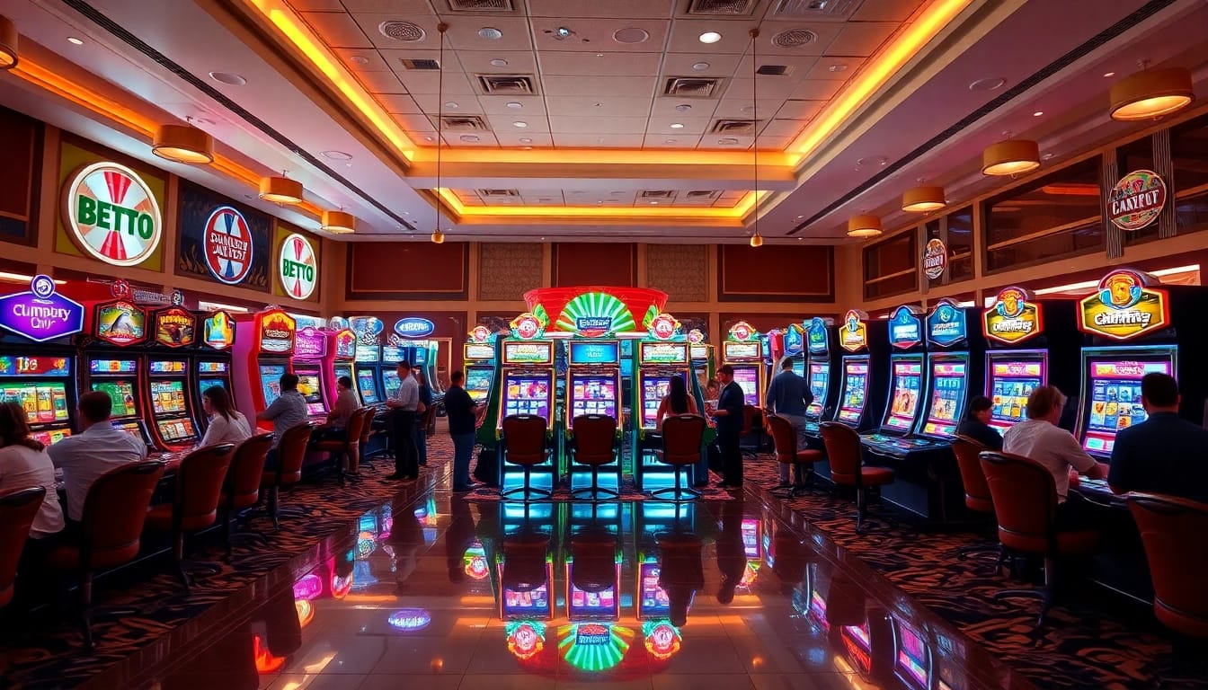 Engaging scene of Microgaming slot gacor machines in a lively casino atmosphere, packed with excitement.