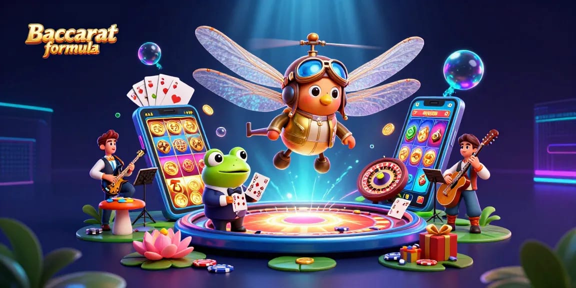 Engage with the Baccarat formula through a vibrant underwater casino scene featuring jazz musicians and a frog croupier.
