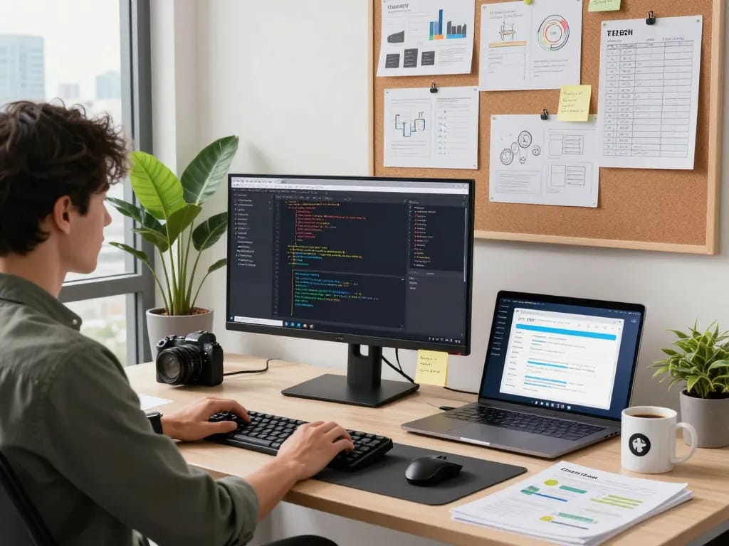 OpenClaw-enabled developer workspace with automation tools, showcasing coding and productivity.