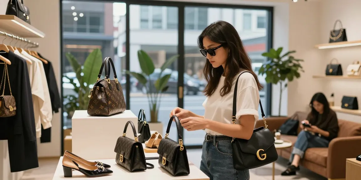 Exploring 레플리카 사이트 luxury replica accessories in a vibrant urban boutique