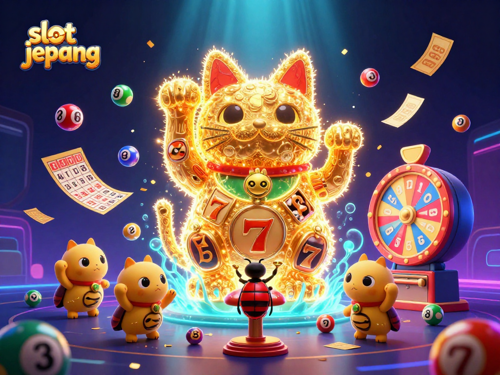 Engage with the thrilling world of slot jepang featuring vibrant elements and a giant lucky cat.