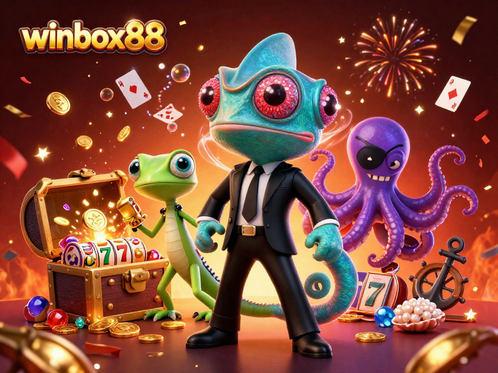 Experience thrill and excitement in winbox88's dynamic 3D casino world, filled with slots and vibrant energy.