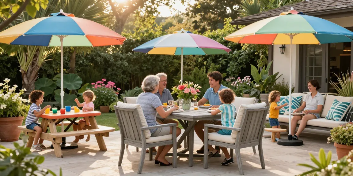 Enjoying patio furniture sets in an inviting outdoor dining scene with family and kids.