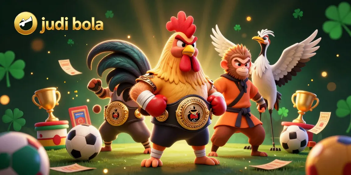 Experience thrilling judi bola action with a vibrant, dynamic scene of characters and sports elements.