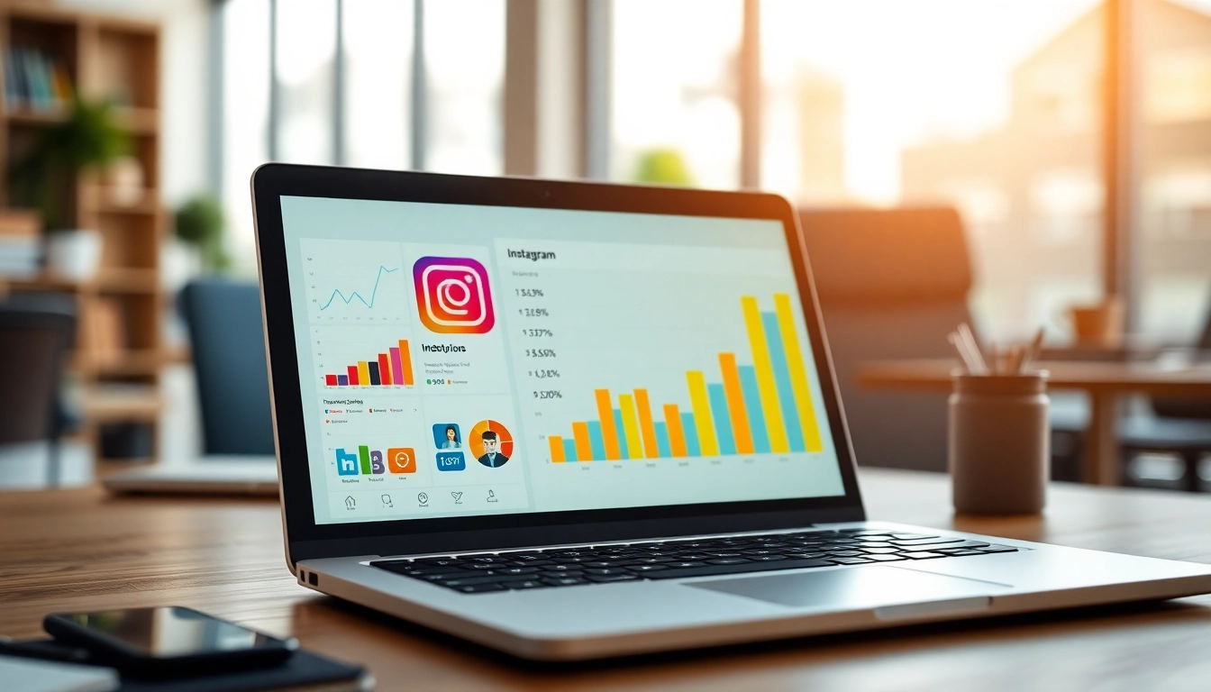 instagram フォロワー 購入を成長させるためのデジタル分析のシーン。