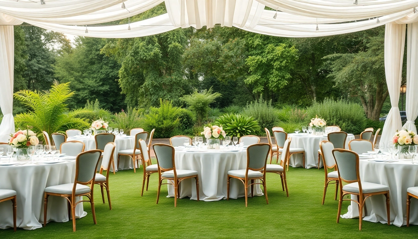 Elegant Table & Chair Rentals setup for an outdoor event with refined decor.