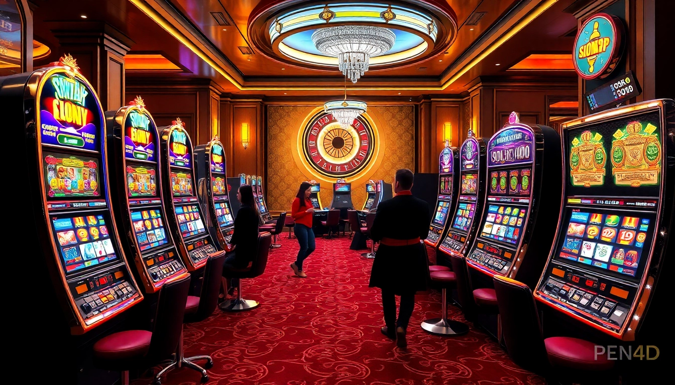 Win big with pen4d at a luxurious slot machine in an exciting casino atmosphere.