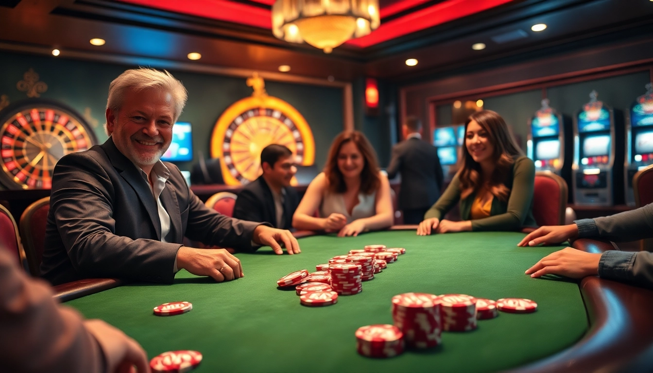 Experience exciting poker action at the MMOO table, featuring vibrant chips and engaging players.