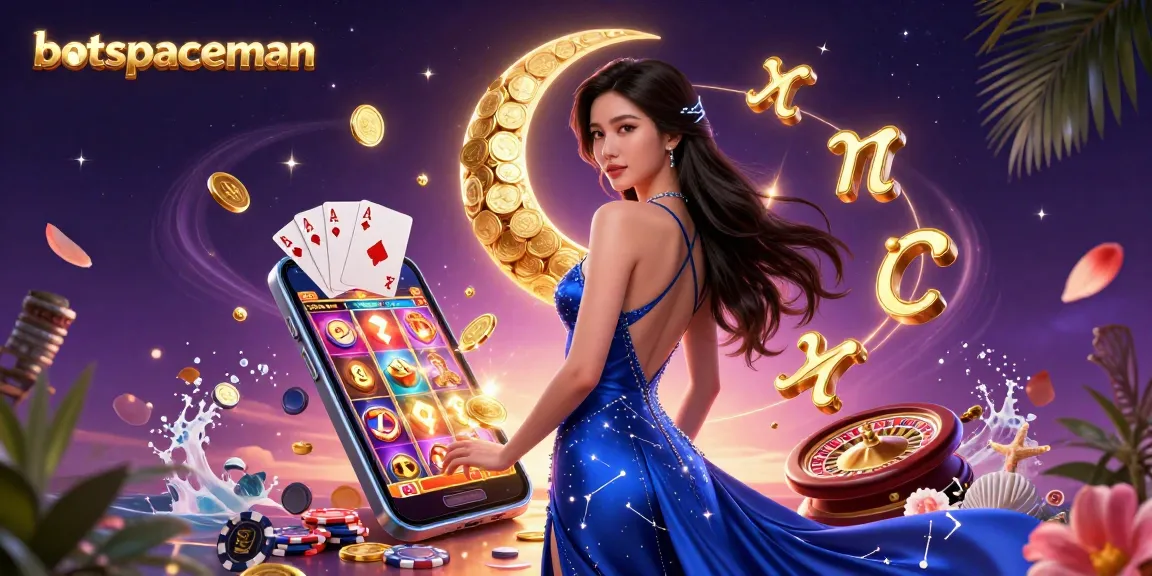 Experience winning strategies with bot spaceman in this vibrant casino-themed illustration.