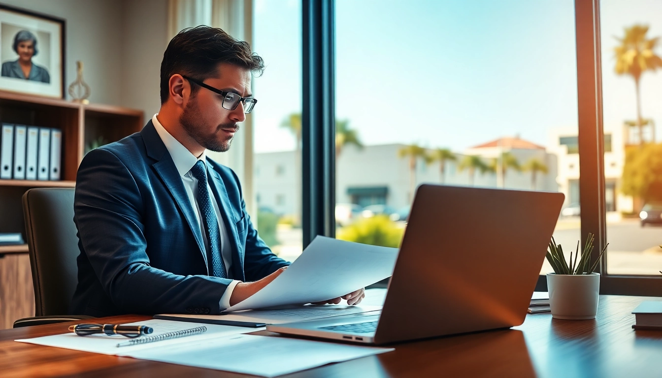 Truck accident attorney Clearwater consulting with clients in a professional office setting.