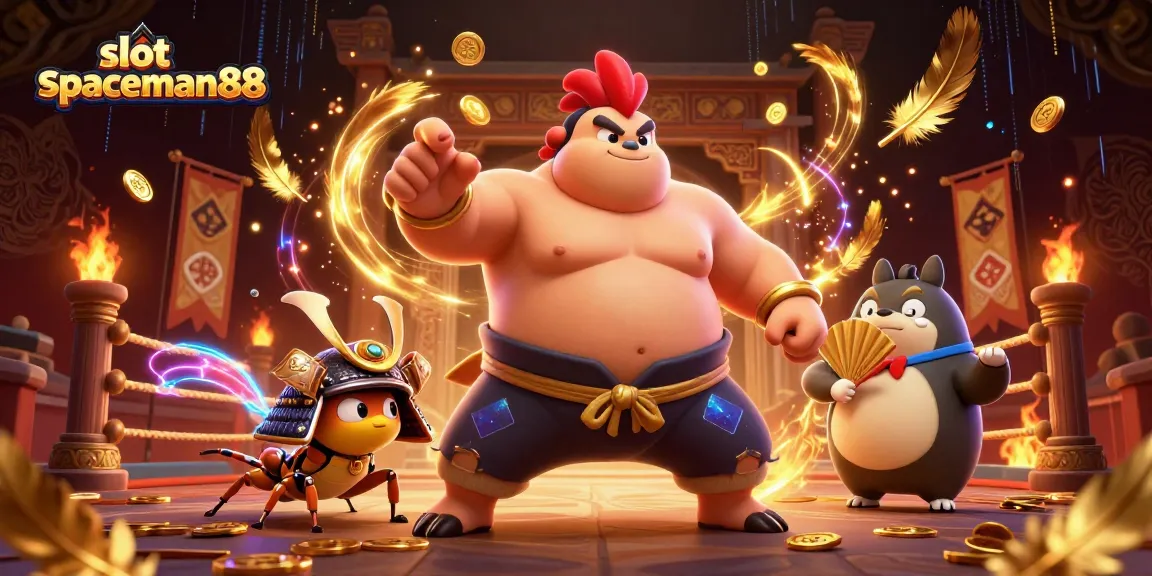Engage with slot spaceman88 featuring an epic battle between unique characters in a dynamic casino scene.