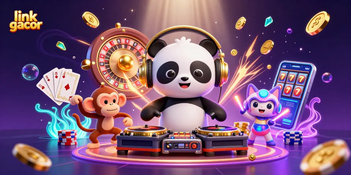 Experience the thrill of link gacor with dynamic characters showcasing exciting casino elements in a vibrant scene.