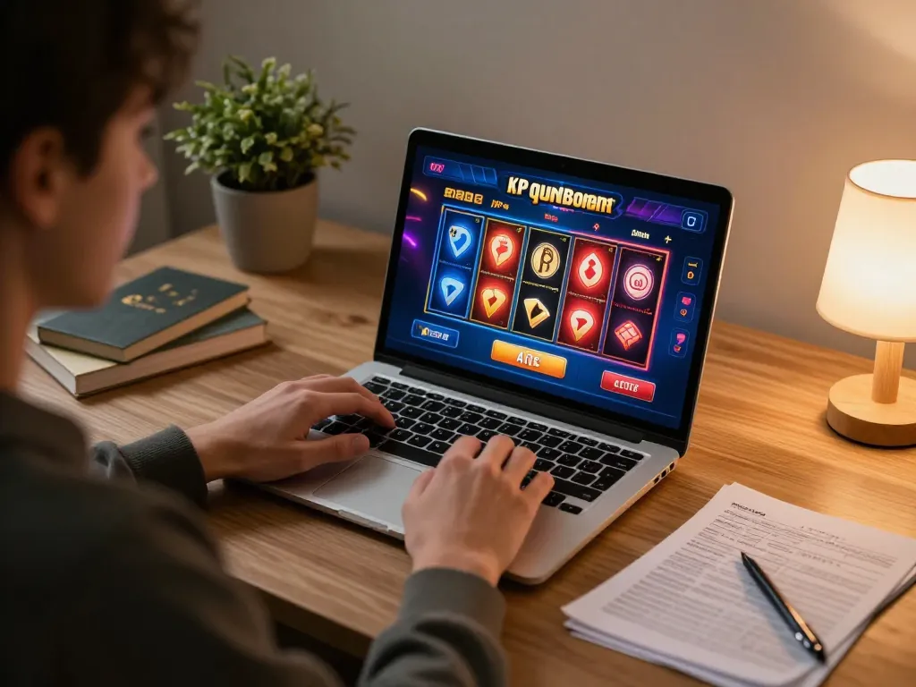 Engaging scene of a player enjoying casino online stranieri sicuri on laptop at home.