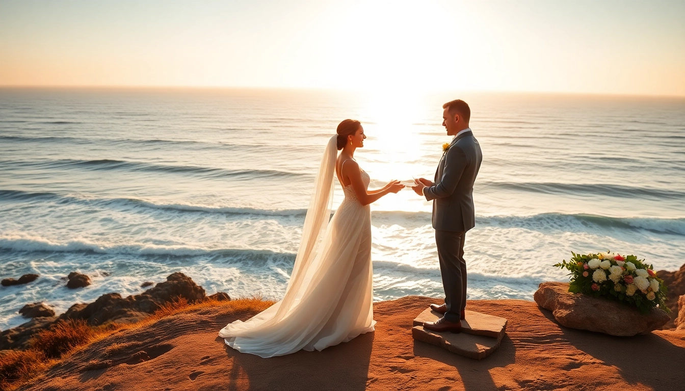 Capture the essence of Big Sur wedding photography with a couple exchanging vows on a scenic cliff.