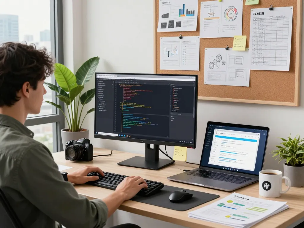 OpenClaw-enabled developer workspace with automation tools, showcasing coding and productivity.