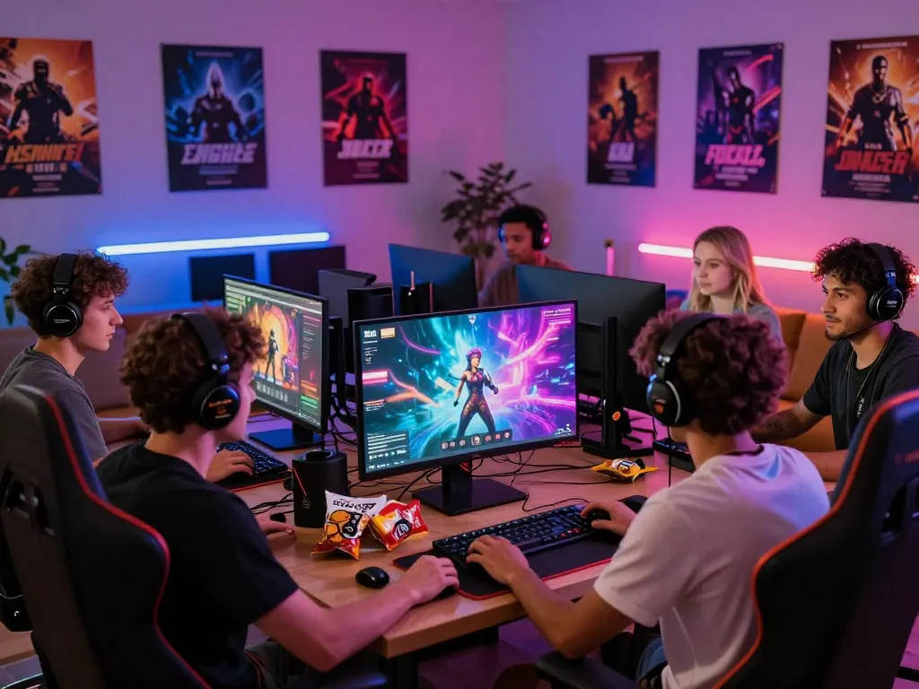 Real porn game experience with diverse gamers intensely engaged in play.