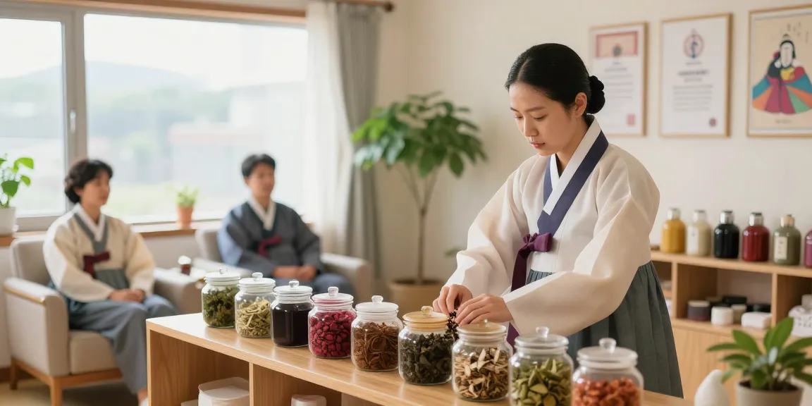 Health-focused treatments at 수원한의원 with herbal remedies and soothing environment