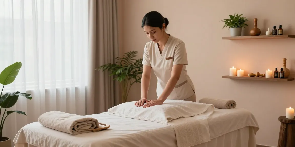 Relaxing Swedish massage setup in a luxurious therapy room at makangs.com/region/국내/서울-/마사지-스웨디시.