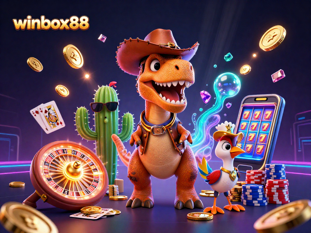 Play exciting games at winbox88 with T-Rex and friends in a vibrant casino experience.