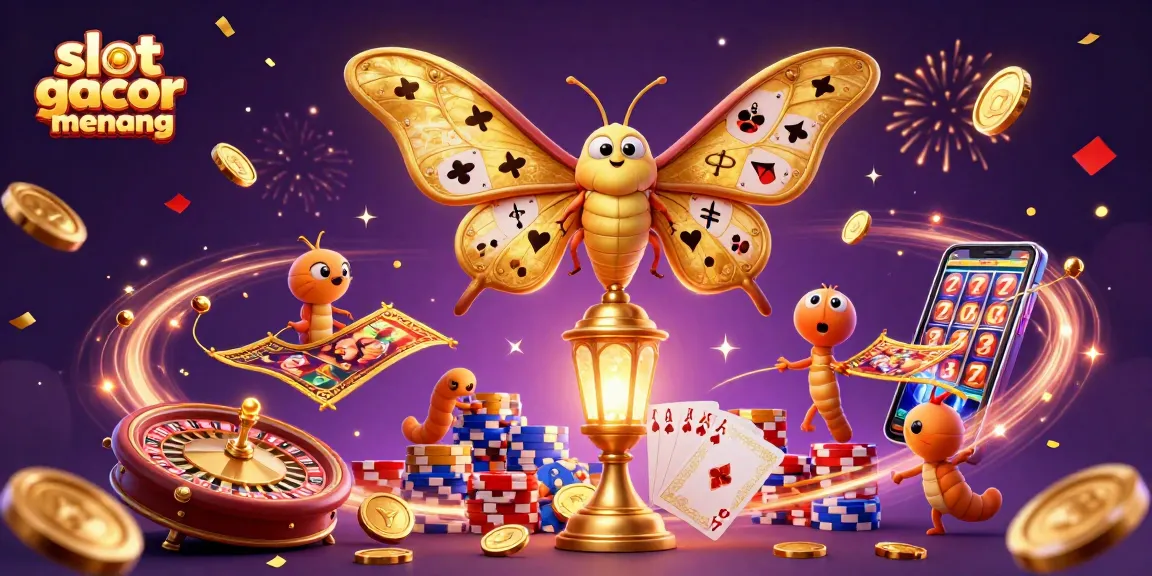 Experience excitement with slot gacor gampang menang within a vibrant 3D casino scene featuring gold coins.