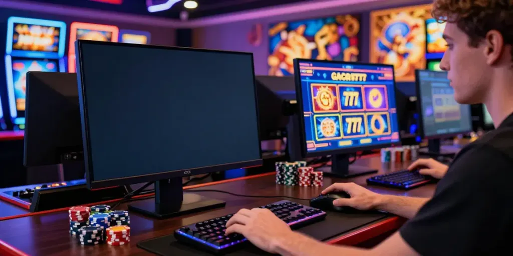 Permainan slot777 yang mendebarkan dengan suasana kasino online yang dinamis.