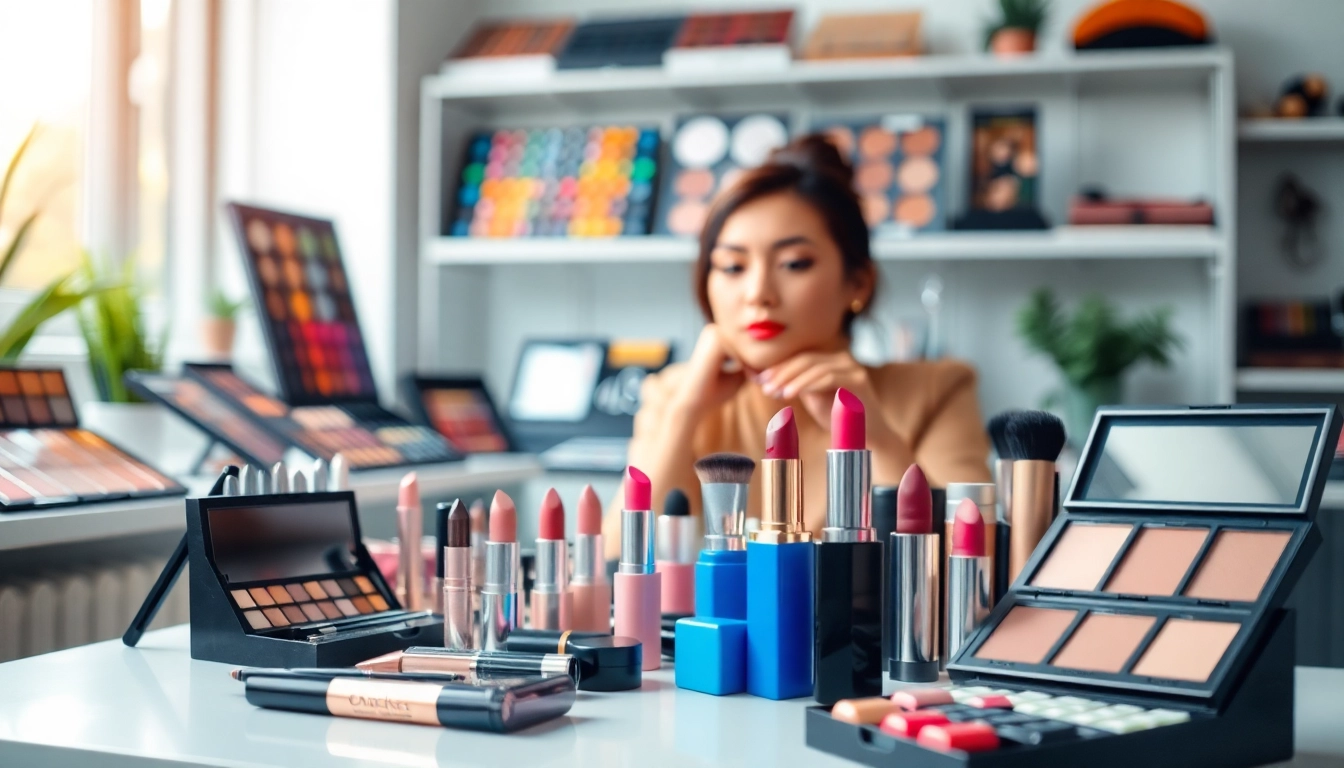 Engaging display of makeup products appealing to wholesale makeup suppliers showcasing diverse options.