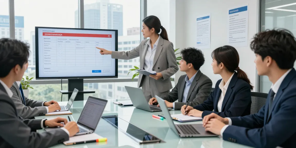 Detect fraud invoice with finance professionals examining suspicious documents in a modern office.