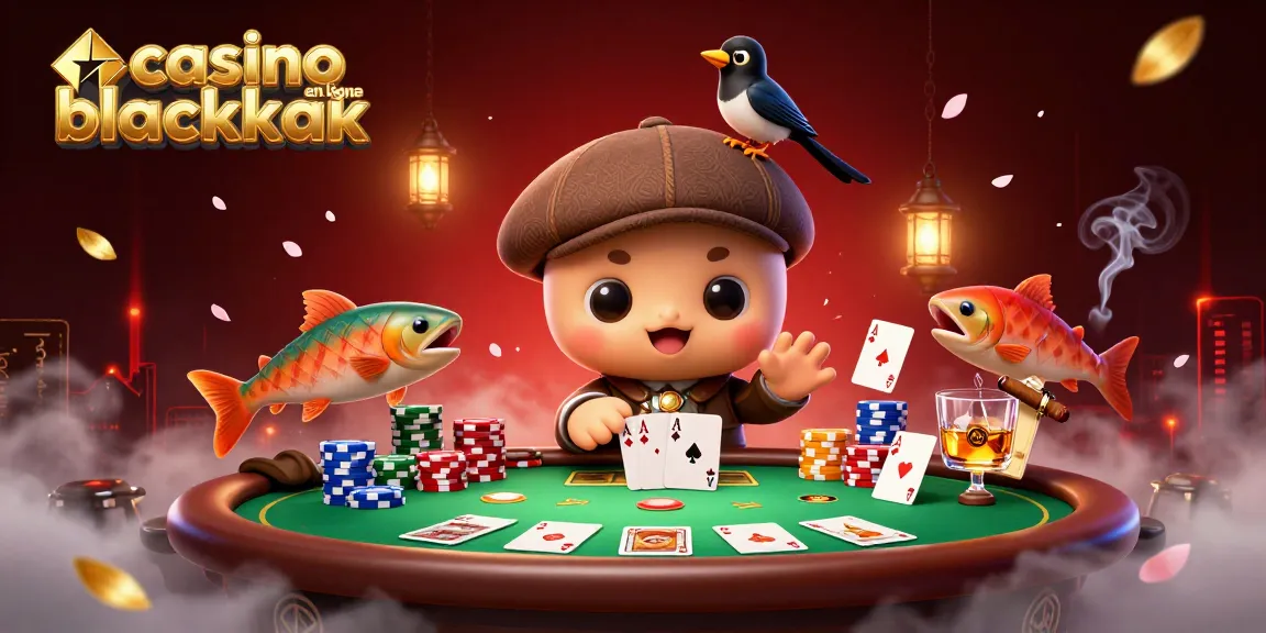 Profitez du casino en ligne blackjack avec une scène animée de personnages charmants jouant aux cartes.