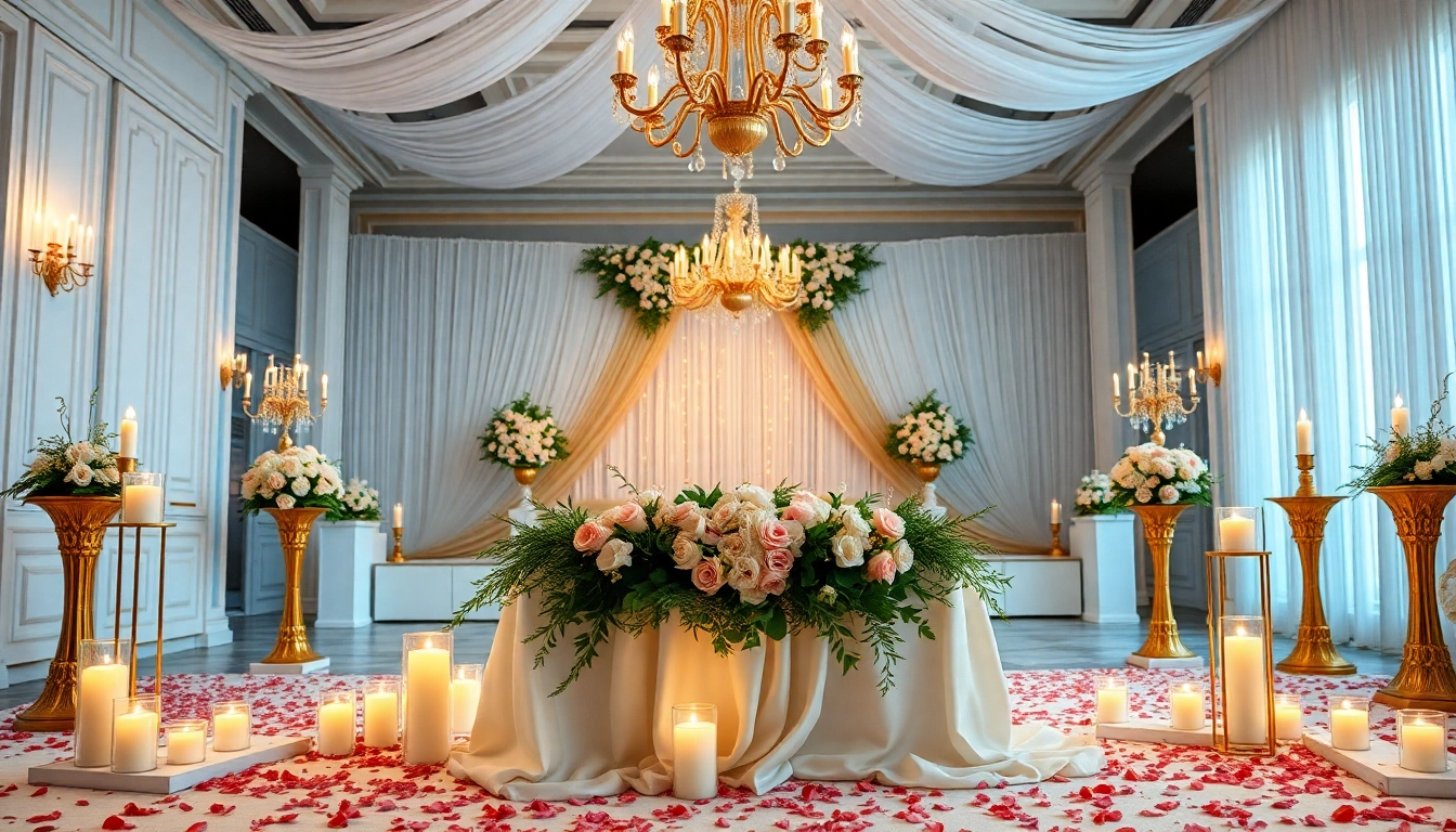 Stunning wedding event space Jacksonville featuring an elegant setup with floral decorations.