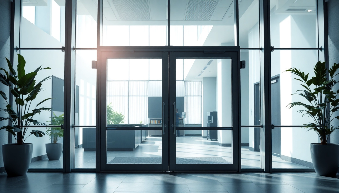 Enhance accessibility with sleek Commercial Automatic Doors in a modern office lobby.