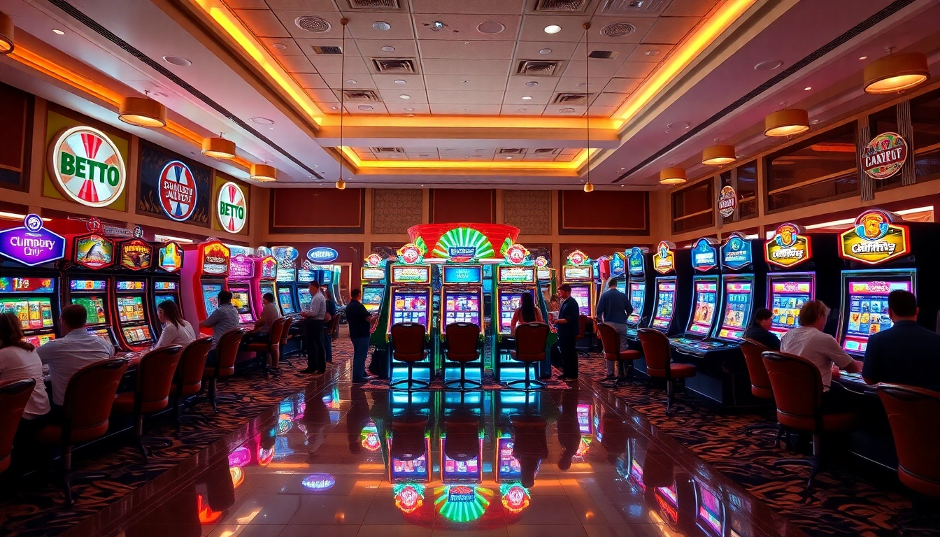 Engaging scene of Microgaming slot gacor machines in a lively casino atmosphere, packed with excitement.