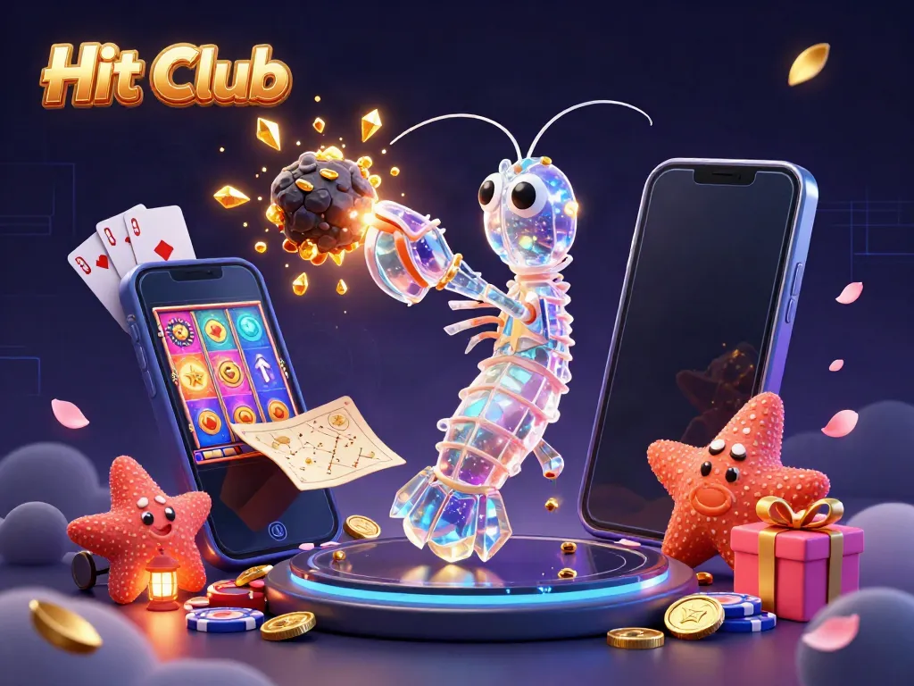 Experience the Hit Club atmosphere as a galactic samurai shrimp engages with a vibrant slot game.