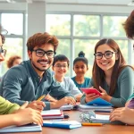 Engaged students learning about Education in a vibrant, collaborative classroom setting.