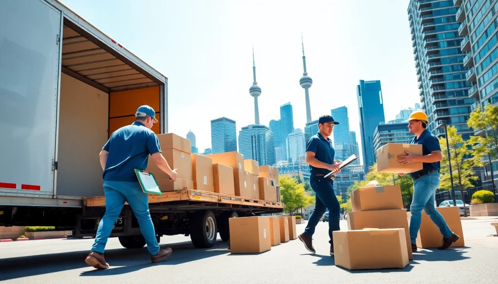 Efficient Toronto moving services by professional movers handling boxes.