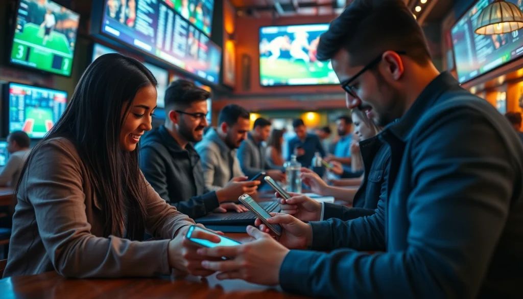 Explore the best sportsbooks in Brazil where bettors analyze sports odds in an energetic setting.