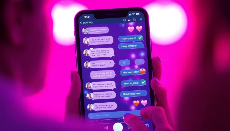 Sexting AI interactions displayed on a smartphone, showcasing playful chat bubbles and vibrant emojis.