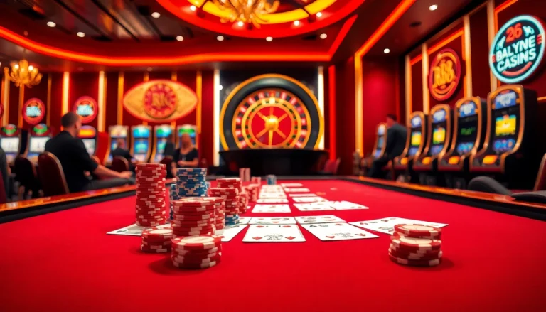 Players enjoying a captivating game at RR88 casino, surrounded by vibrant poker chips and a roulette wheel.