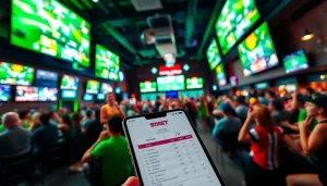 Engaging scene depicting sportsbooks in Texas with fans, bets, and mobile apps.
