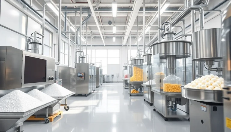 Production d'édulcorant industriel en milieu propre avec des ingrédients variés.