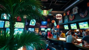 Engaging scene of sportsbooks in South Carolina with lively sports betting activities.