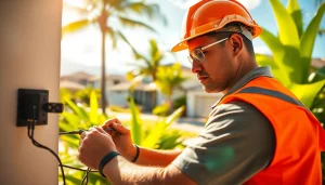 Electrician apprenticeship hawaii showcasing an apprentice focused on electrical installation.