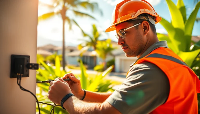 Electrician apprenticeship hawaii showcasing an apprentice focused on electrical installation.